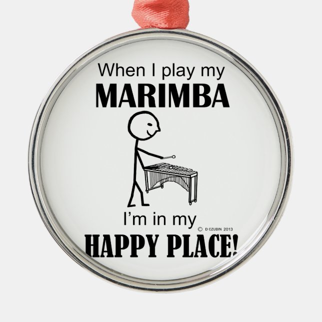 Marimba Happy Place Metal Tree Decoration (Front)