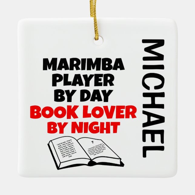 Marimba Player loves Reading CUSTOM Ceramic Ornament (Front)