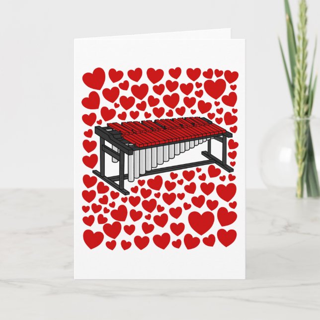 Marimba With Hearts Valentines Anniversary Card (Front)