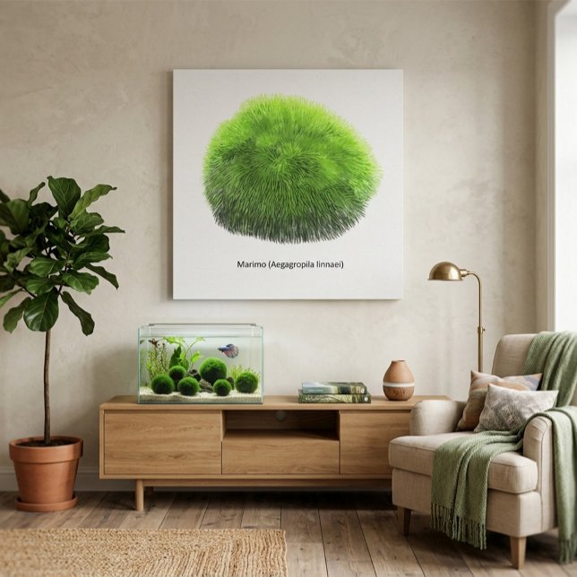 Marimo Moss Ball Hand Drawn  Canvas Print (Creator Uploaded)
