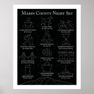 Marin County Night Sky Black Poster 16x20