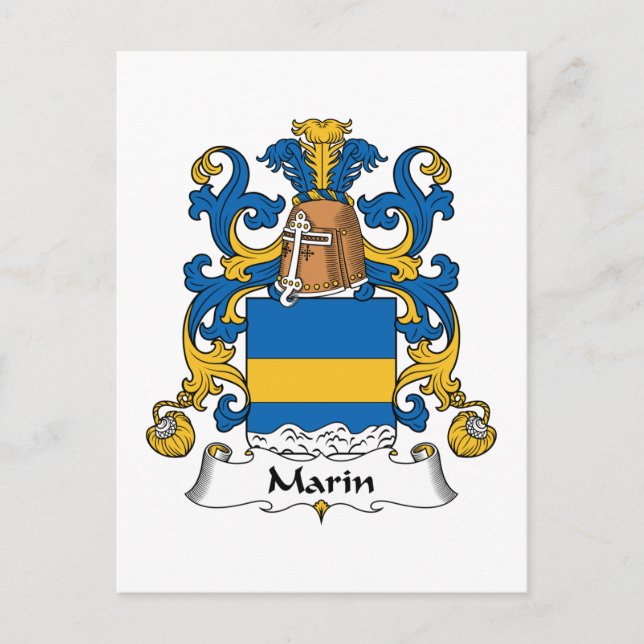 Marin Family Crest Postcard (Front)