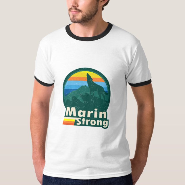 Marin Strong Men's Ringer Tshirt (Front)