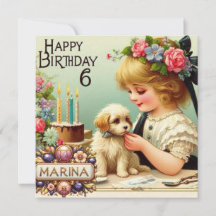 MARINA 6 YEARS ~ Birthday Card ~ Puppy ~