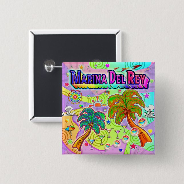 Marina Del Ray Vacation Target Button (Front & Back)