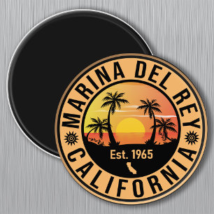 Marina del Rey California Retro Sunset Souvenirs Magnet