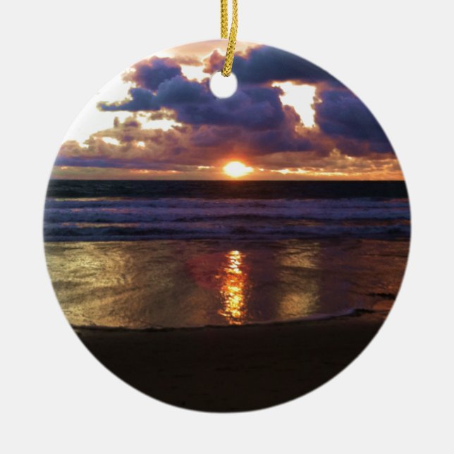 Marina del Rey Sunset Ceramic Tree Decoration (Front)