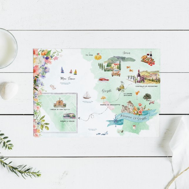 Marina di Grossetto | Destination Wedding Map  Invitation (Creator Uploaded)