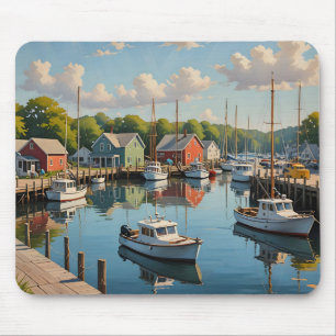 Marina in a Little Fishing Village Mouse Pad