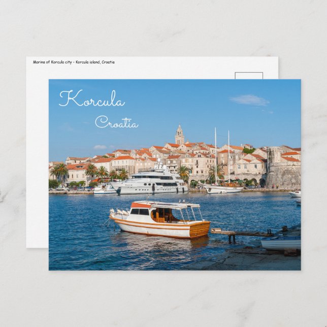 Marina of Korcula city - Dalmatia, Croatia Postcard (Front/Back)