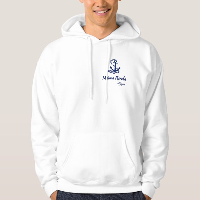 Marina Piccola - Capri, Italia, White And Blue Hoodie (Front)