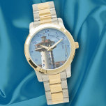 Marina Vallarta 0948 Watch<br><div class="desc">Painting "Marina Vallarta 0948" Collection Designed for both men and women, the Unisex Oversized Bracelet Watch is ready to be customized. Personalize on the product page or click the "Customize" button for more design options. Design created from my painting "Marina Vallarta 0948" capturing the lighthouse turned restaurant in the Marina...</div>