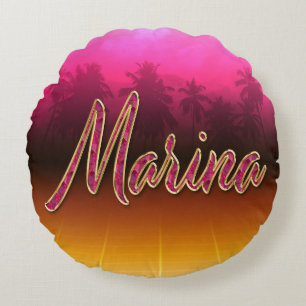 Marina Vorname Name golden pink Kissen Round Cushion