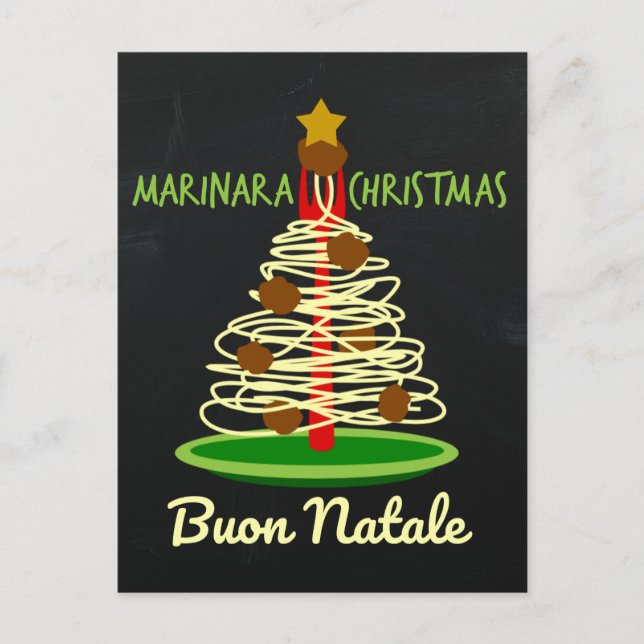 Marinara Christmas Buon Natale Spaghetti Tree Holiday Postcard (Front)