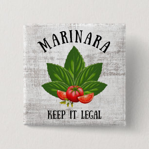 Marinara Keep it Legal Basil Leaves Tomatoes 15 Cm Square Badge