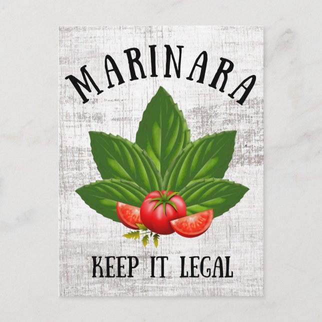 Marinara Keep it Legal Basil Leaves Tomatoes Holiday Postcard (Front)
