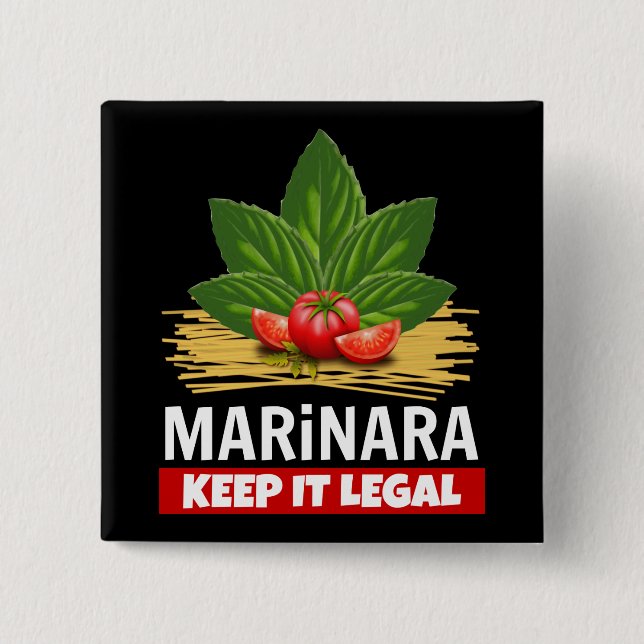 Marinara Keep it Legal Basil Tomatoes Spaghetti 15 Cm Square Badge (Front)