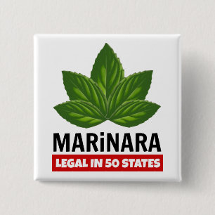 Marinara Legal 50 States Basil Leaves Food Humour 15 Cm Square Badge