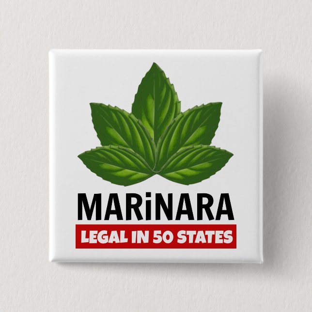 Marinara Legal 50 States Basil Leaves Food Humour 15 Cm Square Badge (Front)