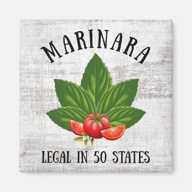 Marinara Legal in 50 States Basil and Tomatoes Magnet (Front)