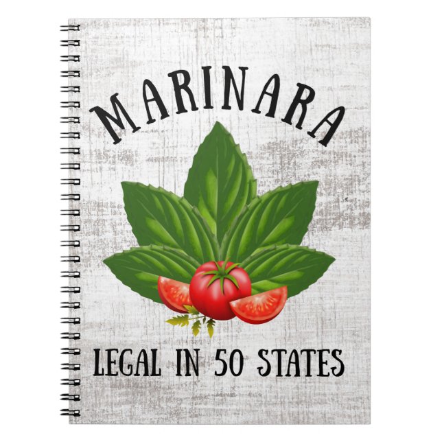 Marinara Legal in 50 States Basil and Tomatoes Notebook (Front)