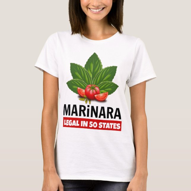 Marinara Legal in 50 States Basil and Tomatoes T-Shirt (Front)