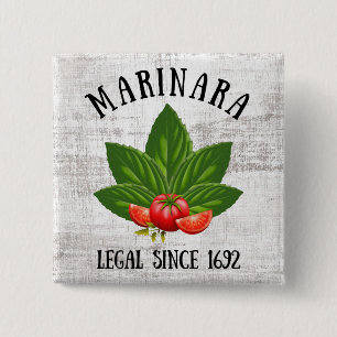 Marinara Legal Since 1692 Basil Leaves Tomatoes 15 Cm Square Badge