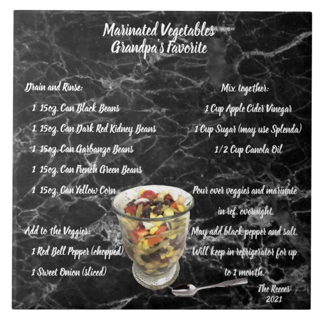 MARINATED VEGETABLES CUTTING BOARD CERAMIC TILE (Front)