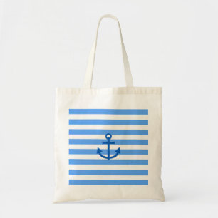 Marine Anchor Stripes Blue & White Tote Bag