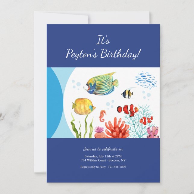 Marine Animals Birthday Party Invitation (Front)