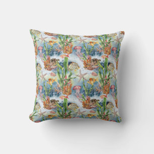 Marine Animals Coral Reef Fish Jellyfish Seaweed Cushion