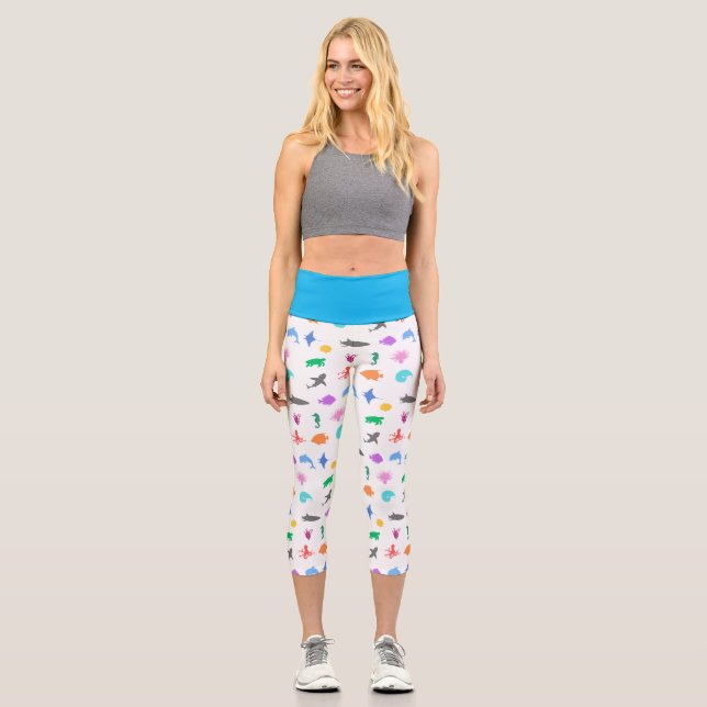 Marine animals patterned capri leggings (Front)