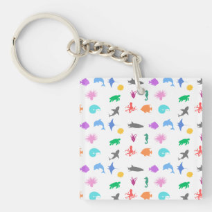 Marine animals patterned key ring