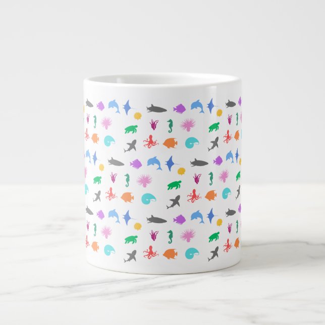 Marine animals patterned large coffee mug (Front)