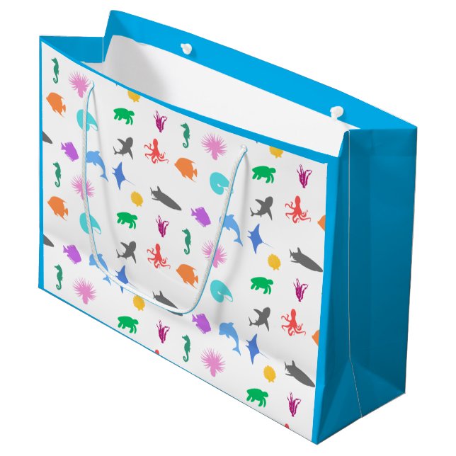Marine animals patterned large gift bag (Front Angled)