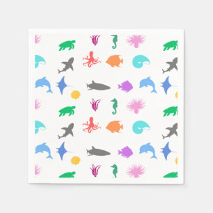 Marine animals patterned napkin