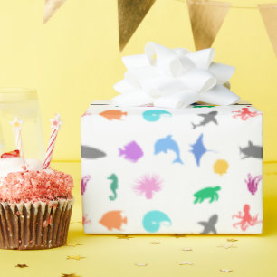 Marine animals patterned wrapping paper