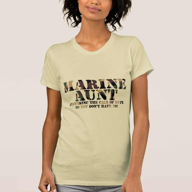 Marine Aunt Answering Call T-Shirt (Front)
