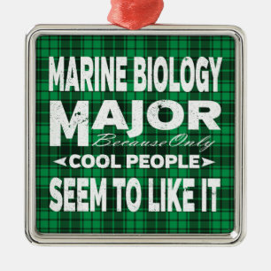 Marine Biology College Major Green Plaid Metal Tree Decoration