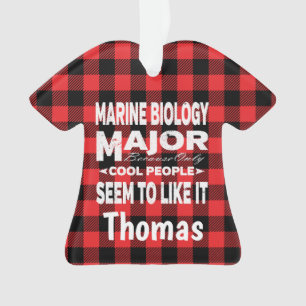 Marine Biology College Major Red Plaid Ornament