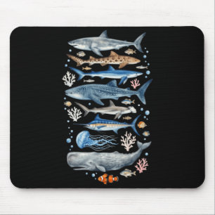 Marine Biology Sea Species Shark Whale Ocean Life Mouse Pad