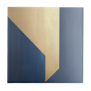Marine blue and golden Ceramic Tile