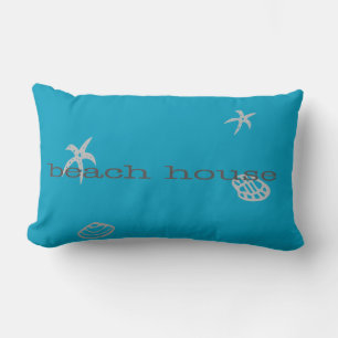 Marine Blue Beach House Nautical Lumbar Cushion