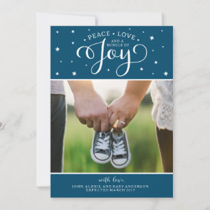 Marine Blue Christmas Pregnancy Announcement Card