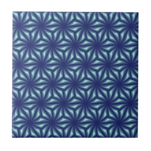 Marine Blue Fractal Pattern Tile