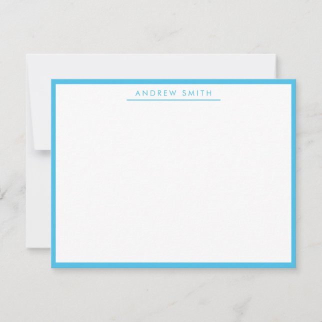 Marine Blue Simple Line Modern Classic Minimalist  Card (Front)