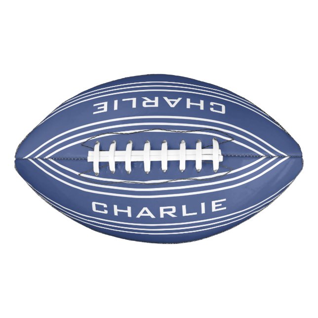 Marine Blue Stripes custom monogram football (Front)