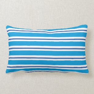Marine Blue Summer Stripes American MoJo Pillow