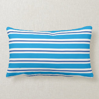 Marine Blue Summer Stripes American MoJo Pillow