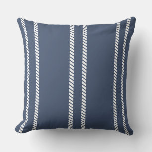 Marine Blue with Stripes Throw Pillow